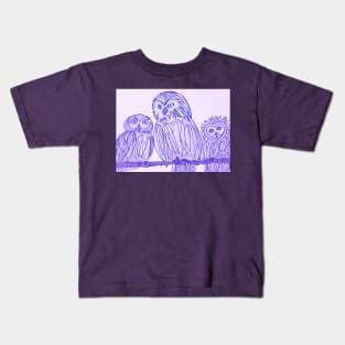 Three Owls Shades of Purple Kids T-Shirt